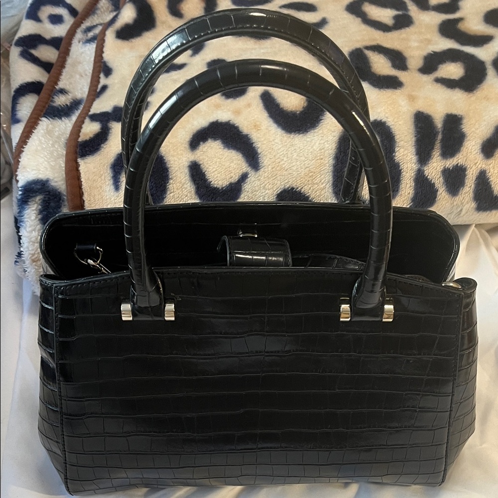 DKNY Black Croc-Patterned Purse - Picture 7 of 10